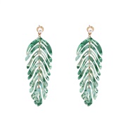 ( green)Korea wind temperament brief earrings all-Purpose Acrylic Leaf earring retro wind Earring