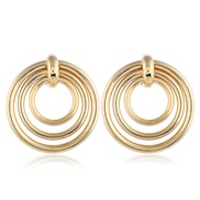 ( Gold)occidental style exaggerating earrings brief atmospheric circle Metal surface geometry Round trend personality ea