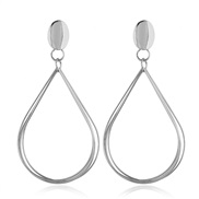 ( Silver)exaggerating earrings brief atmospheric circle Metal surface geometry drop ear stud trend personality earrings
