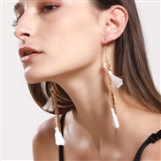 ( white)occidental style  Metal temperament tassel earrings  fashion gold leaves long style earrings
