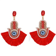 ( red) fashion diamond samll eyes tassel earrings  tassel earrings