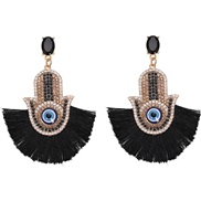 ( black) fashion diamond samll eyes tassel earrings  tassel earrings