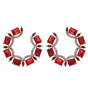 ( red) gem creative earrings   personality fashion gem circle earrings