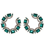 ( green) gem creative earrings   personality fashion gem circle earrings