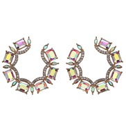 (AB color) gem creative earrings   personality fashion gem circle earrings