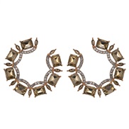 ( Gold) gem creative earrings   personality fashion gem circle earrings