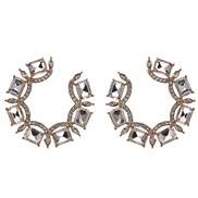 ( Silver) gem creative earrings   personality fashion gem circle earrings