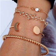 occidental style trend  all-Purpose concise Meniscus  branches and leaves fitting four bracelet bangle