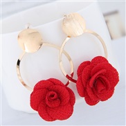 occidental style fashion  Metal concise sweet Cloth flowers personality noble wind temperament woman ear stud