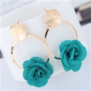 occidental style fashion  Metal concise sweet Cloth flowers personality noble wind temperament woman ear stud