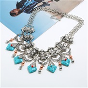 ( anti silver)occidental style exaggerating retro necklace  turquoise necklace lady Clothing