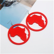 ( red)occidental style earrings personality fashion Africa map earring geometry