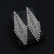 ( Silver)Korea Korean style fashion earrings woman small fresh super flash diamond fully-jewelled tassel ear stud  arrin