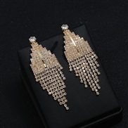 ( Gold)occidental style geometry rhombus diamond earrings tassel long style brief ear stud trend Bohemian style