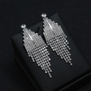 ( Silver)occidental style geometry rhombus diamond earrings tassel long style brief ear stud trend Bohemian style