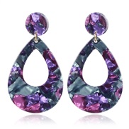 (purple)creative fashion all-Purpose arring  occidental style wind exaggerating geometry drop Acetate sheet earrings wom