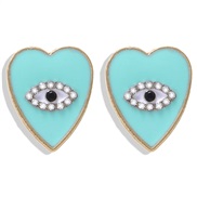 ( sky blue )sweet love plates diamond fashion personality earring  occidental style exaggerating heart-shaped eyes atmos