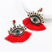 ( red)exaggerating occidental style Acrylic diamond eyes tassel earrings woman fashion personality ear stud Bohemian sty