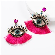 ( rose Red)exaggerating occidental style Acrylic diamond eyes tassel earrings woman fashion personality ear stud Bohemia