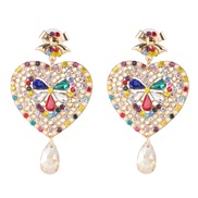 ( Color) occidental style creative heart-shaped earrings earring color diamond ear stud personality all-Purpose woman