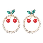 ( red)occidental style beautiful creative earrings fruits cherry earring Rhinestone
