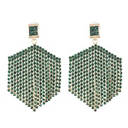 ( green)occidental style creative tassel Rhinestone earrings geometry earring fashion new arring