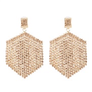 ( Champagne gold)occidental style creative tassel Rhinestone earrings geometry earring fashion new arring