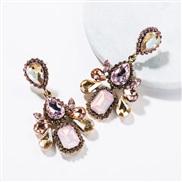 ( Pink)occidental style wind exaggerating multilayer drop Acrylic diamond fully-jewelled earrings woman retro fashion ea