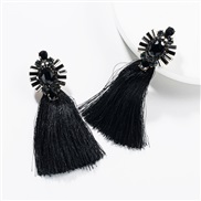 ( black)occidental style exaggerating Acrylic diamond long style tassel earrings woman retro Bohemia ethnic style