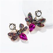 ( rose Red)occidental style butterfly embed colorful diamond multilayer earrings retro Bohemian style