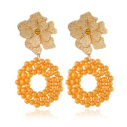 ( orange)Korea woman  all-Purpose fashion silver exaggerating long style tassel flowers earrings earring