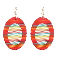 (   Ellipse red)occidental style retro wind earrings handmade geometry earring fashion