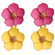 ( rose Red+ yellow)occidental style arring  Korea fashion temperament ear stud romantic multicolor flowers earrings earr