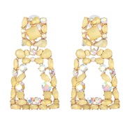 ( yellow) occidental style color glass diamond diamond hollow ear stud earring flowers