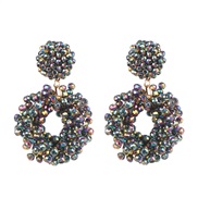 ( gray) occidental style geometry crystal beads ethnic style ear stud personality