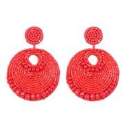 ( red) occidental style geometry crystal beads ethnic style ear stud personality