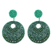 ( green) occidental style geometry crystal beads ethnic style ear stud personality