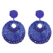 ( blue) occidental style geometry crystal beads ethnic style ear stud personality