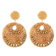( Gold) occidental style geometry crystal beads ethnic style ear stud personality