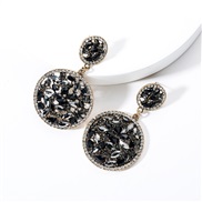 ( black)occidental style Double layer big samll Round Acrylic diamond fully-jewelled earrings woman trend fashion super 