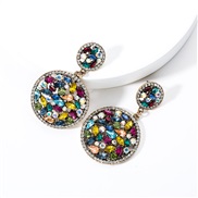( Color)occidental style Double layer big samll Round Acrylic diamond fully-jewelled earrings woman trend fashion super 