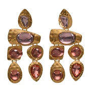 ( Rose Gold) Alloy gem series Irregular earring  occidental style exaggerating gem all-Purpose woman earrings