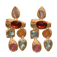 Alloy gem series Irregular earring  occidental style exaggerating gem all-Purpose woman earrings