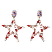 ( Color) occidental style brief Five-pointed star diamond ear stud earring Earring high-end quality