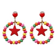 (  Five pointed star ) ethnic style Bohemia color geometry ear stud heart-shaped Five-pointed star earrings woman