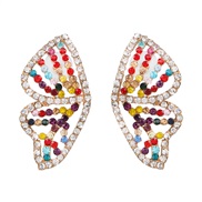 ( Color) occidental style exaggerating butterfly wings diamond earrings personality creative color ear stud woman Earrin