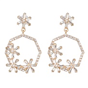 ( white) occidental style geometry color glass diamond diamond hollow ear stud earring flowers