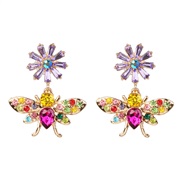 ( Color) occidental style Alloy chrysanthemum woman earrings earring diamond ear stud