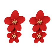 ( red) occidental style ear stud leather flower ear stud flowers earrings woman