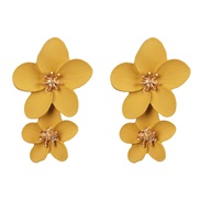 ( yellow) occidental style ear stud leather flower ear stud flowers earrings woman